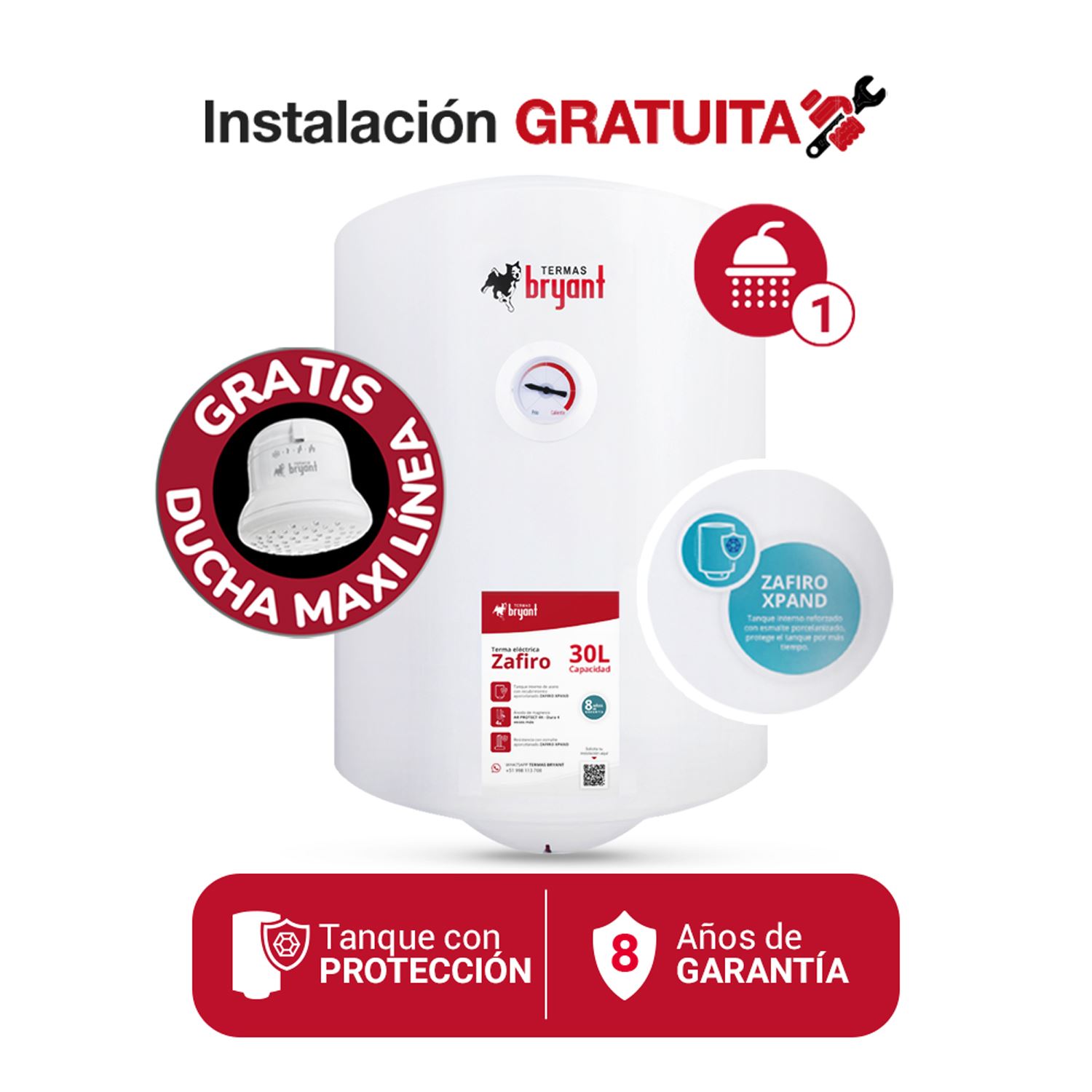 TERMA ELÉCTRICA 30L BRYANT ZAFIRO